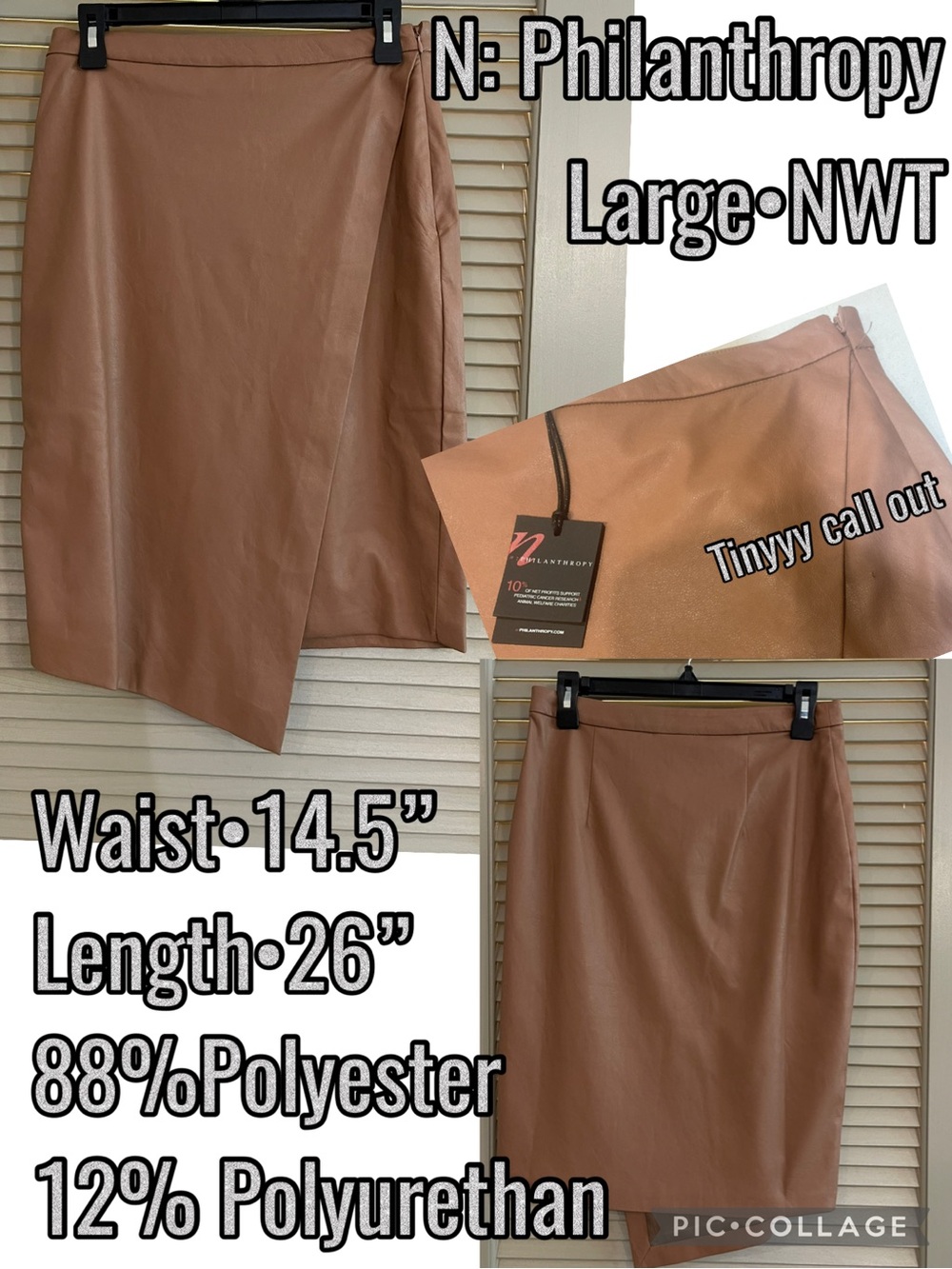 n:PHILANTHROPY Tan Faux Leather Asymmetrical Pencil Skirt